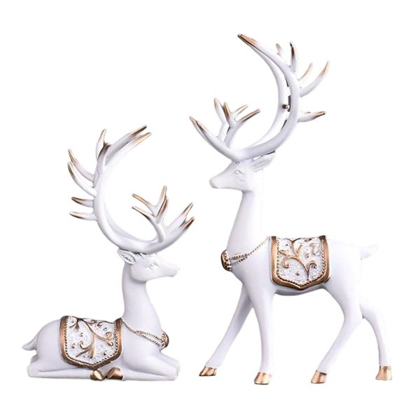 Maxbell Reindeer Statue Collectable Deer Figurine for Cabinet Restaurant Tabletop White on Sale