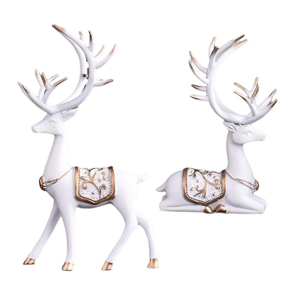 Maxbell Reindeer Statue Collectable Deer Figurine for Cabinet Restaurant Tabletop White on Sale