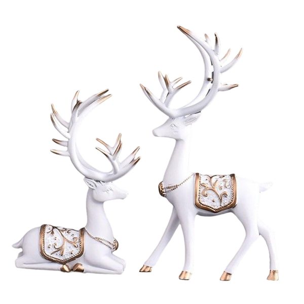 Maxbell Reindeer Statue Collectable Deer Figurine for Cabinet Restaurant Tabletop White on Sale