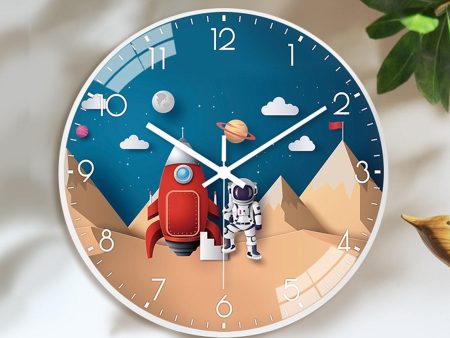 Astronaut Wall Hanging Clocks Non Ticking Quiet Space Decorative Clock StyleA Fashion