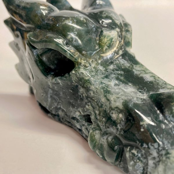 Moss Agate Dragon Skull Cheap