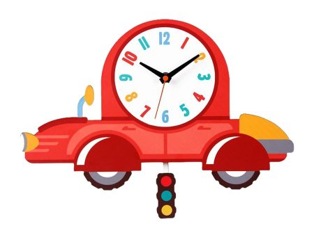 Cartoon Wall Clock with Pendulum Wooden Decorative Clock for School Nursery Car Discount